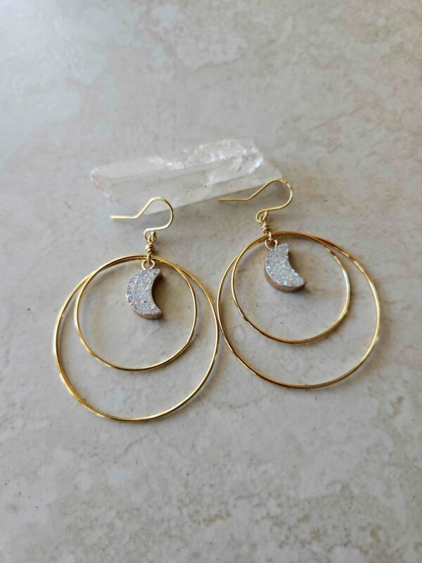 druzy moon earrings