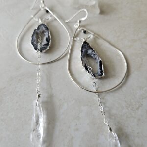 Lariat earrings black and white