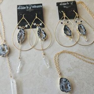 black and white geode jewelry