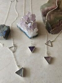 Amethyst triangle lariat